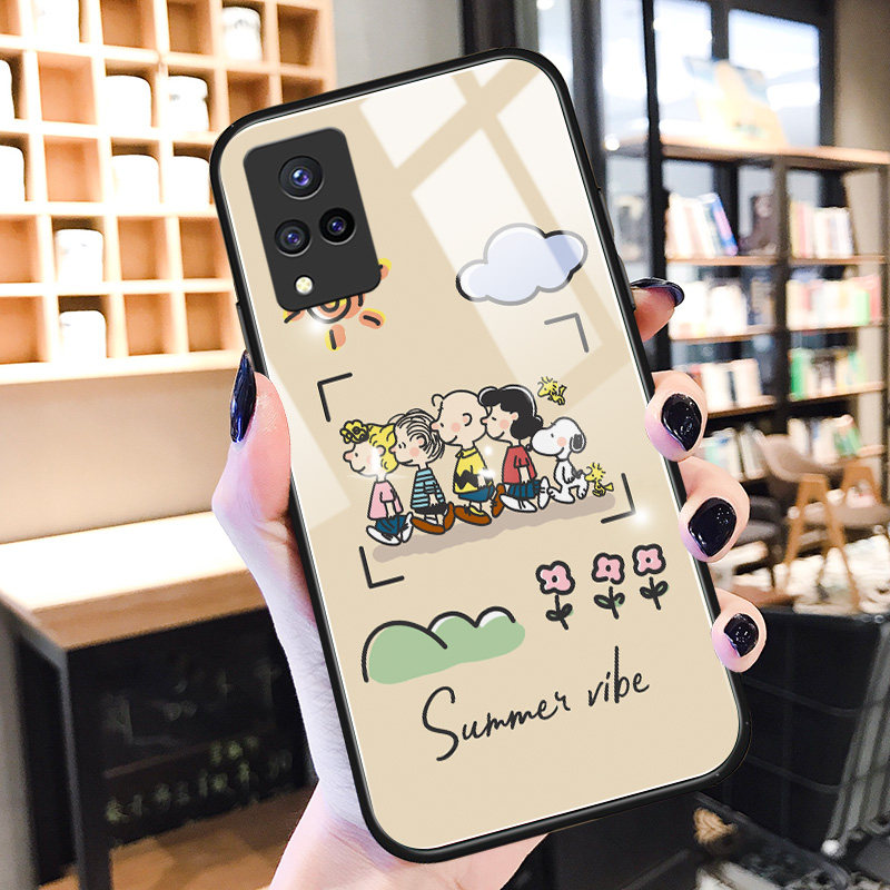 史努比vivos9手机壳玻璃s7e可爱趣味vivoy30卡通适用y52s硅胶动漫y73s网红防摔y31s男女新款vivoiqooU3保护套