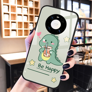 绿色恐龙华为mate40手机壳玻璃mate30pro卡通可爱mate20x适用网红4g版5g男女新款nova6se硅胶ins风por保护套