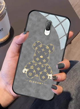 印花熊oppor17pro手机壳玻璃r15x梦境版k1高级复古k9适用a95a93s保护套a72a92s女生a55硅胶a52蓝色新款a11x灰