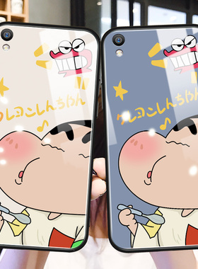 蜡笔小新oppor9手机壳玻璃r9splus适用卡通r7s可爱情侣oppoa9x男女新款a7x硅胶防摔a5s保护套a3s网红超薄plus