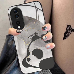 水墨趴趴熊猫华为荣耀90手机壳80gt新款 简约60se玻璃女50硅胶30s适用x50i网红v40保护套男v20镜头全包 70pro