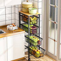 厨房夹缝置物架落地多层窄冰箱旁缝隙侧蔬菜架菜架菜篮子可抽拉