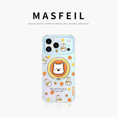 MASFEIL × 橙色西高地适用苹果17Promax手机壳新款Lo9带支架iPhone16Pro保护套ip15高级感14支点可爱女13pm