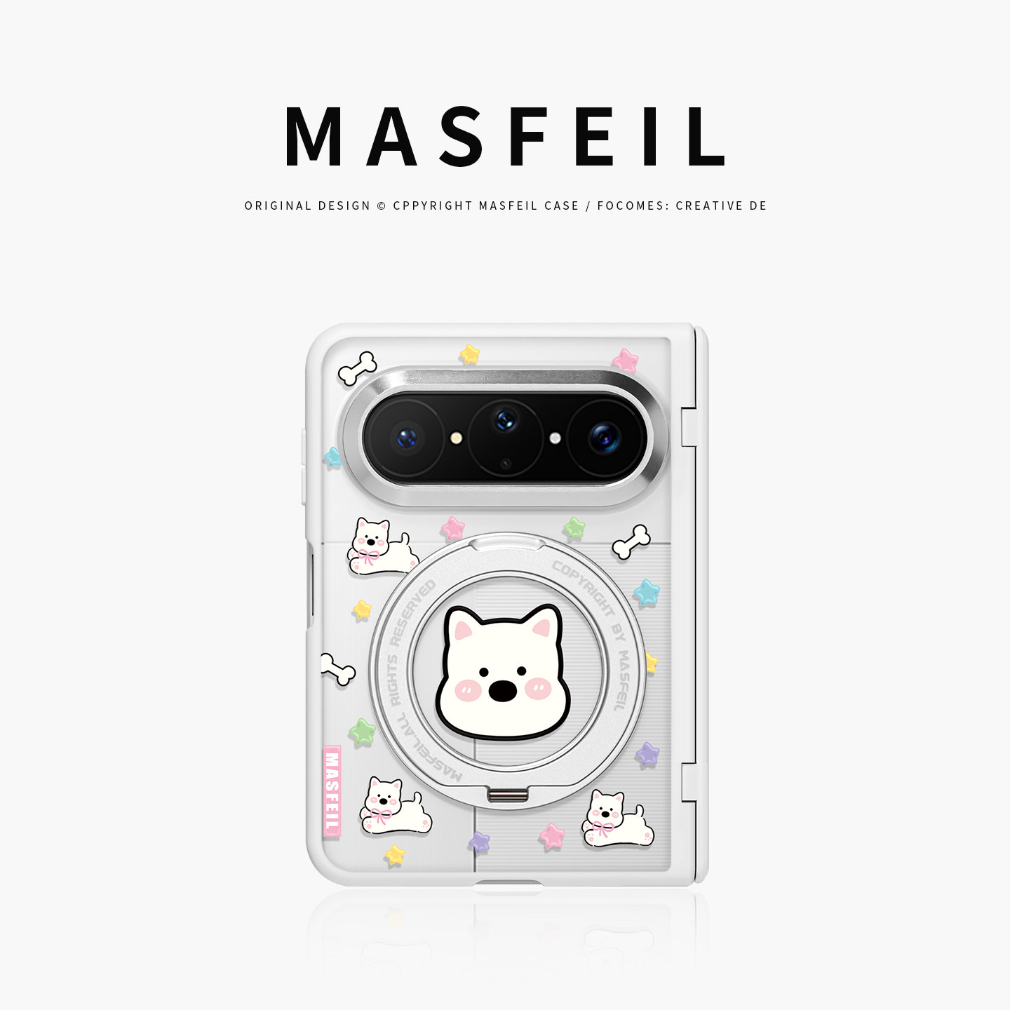 MASFEIL× 可爱西高地适用华为PuraXMax手机壳磁吸带支架小折叠PURA典藏版中轴全包保护套防摔女x2新款半透明
