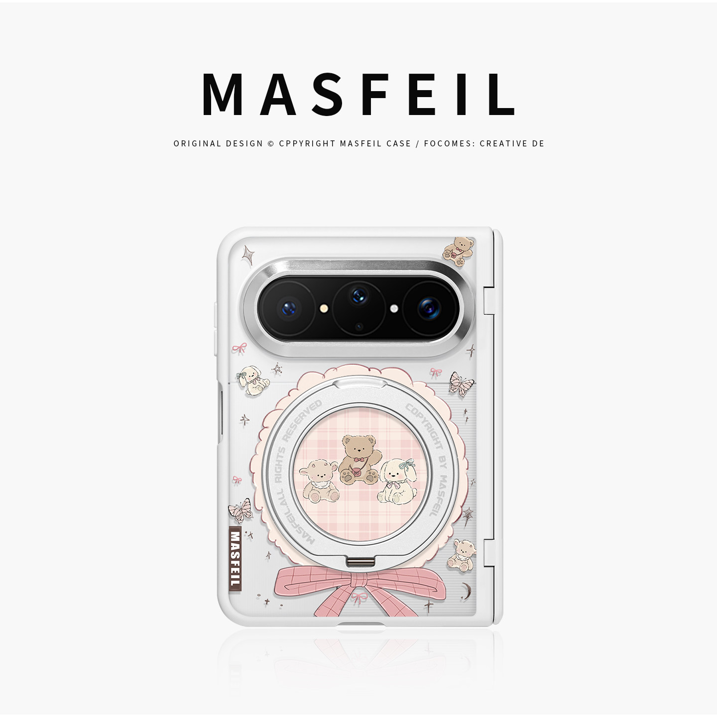 MASFEIL× 布偶心事适用华为PuraXMax手机壳磁吸带支架小折叠PURA典藏版中轴全包保护套防摔女生x2新款半透明