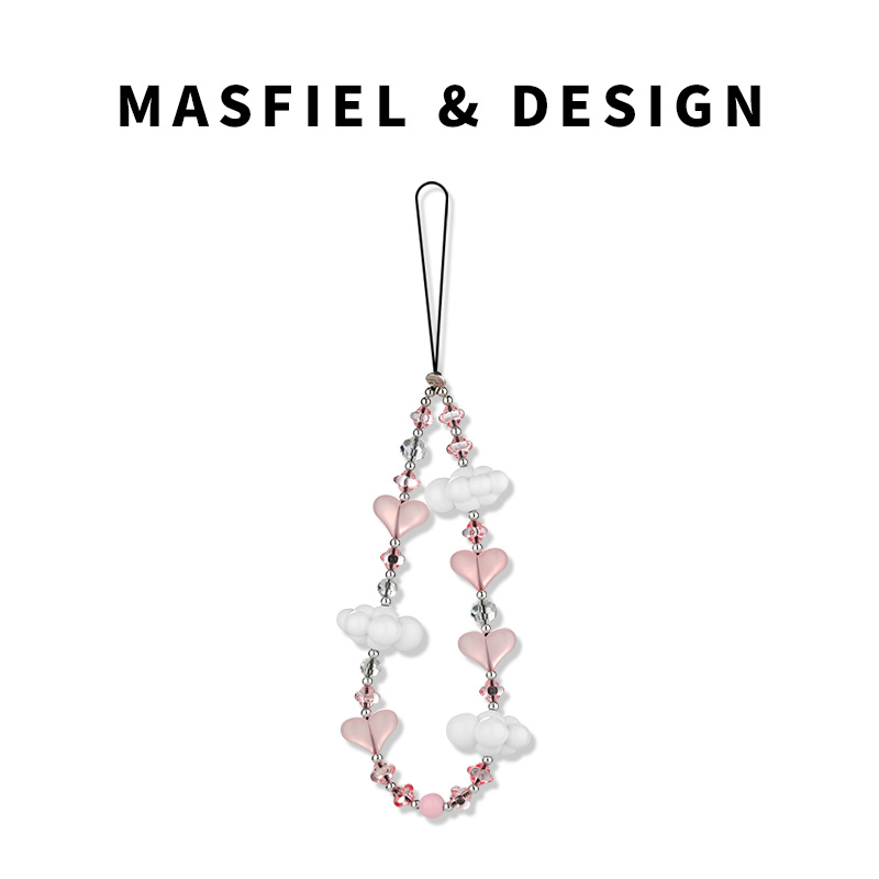 MASFIEL × 爱心立体白云手机挂链挂绳炫彩短款挂链绳子适用苹果15手机壳14可爱挂件饰链ins风防丢绳网红时尚