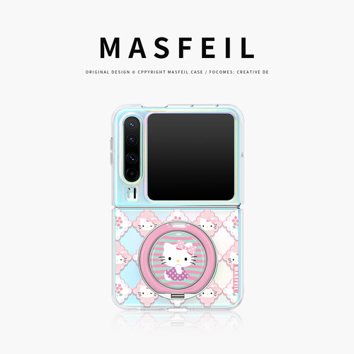 MASFEIL × 花窗猫咪适用华为PuraX手机壳新款阔折叠屏支点支架保护套高级感可爱全包防摔pura x典藏版女小