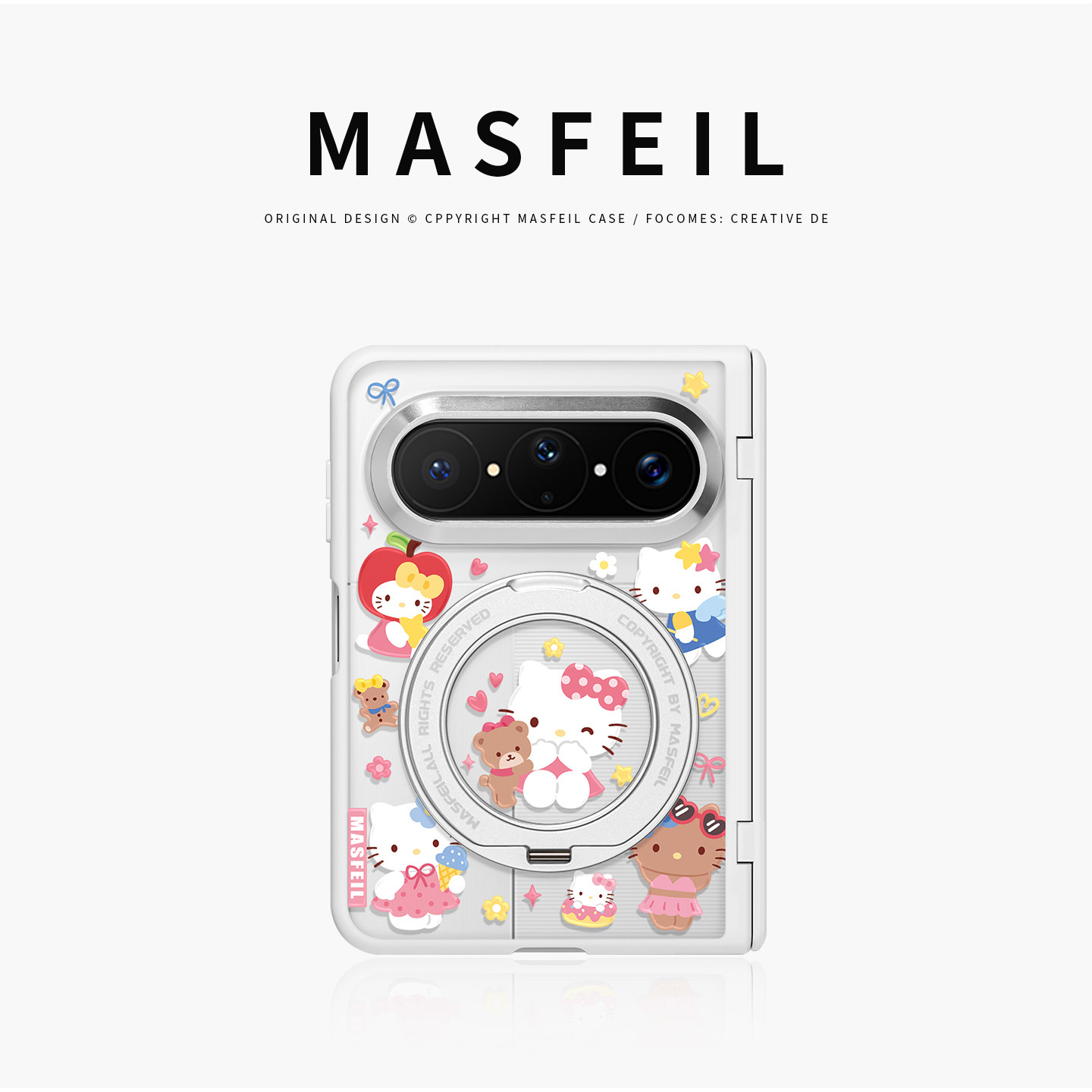 MASFEIL× 粉系猫咪适用华为PuraXMax手机壳磁吸带支架小折叠阔PURA典藏版半透明全包保护套防摔女x2新款高档