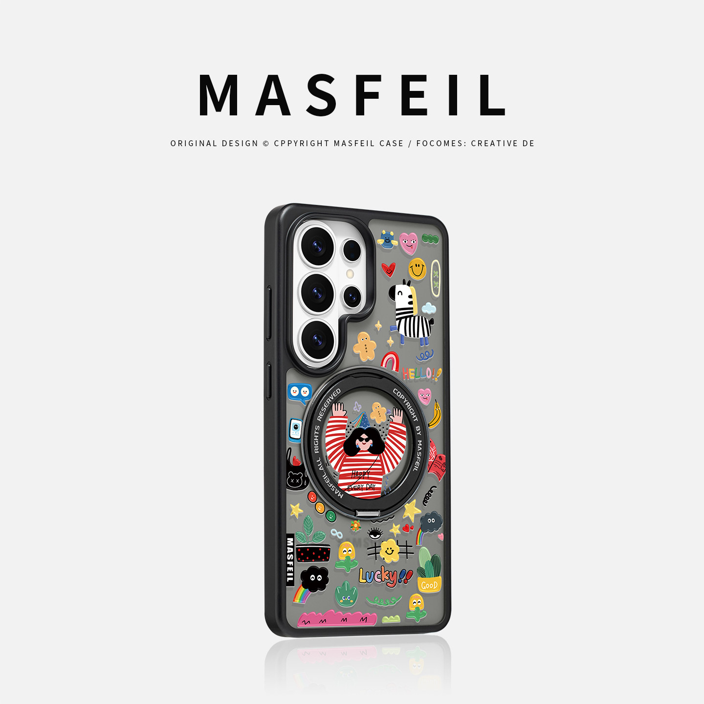 MASFEIL × 抓住快乐适用三星s26ultra手机壳新款s26磁吸带支架Fo5支点GalaxyS26全包S26+高级专用外壳套好看