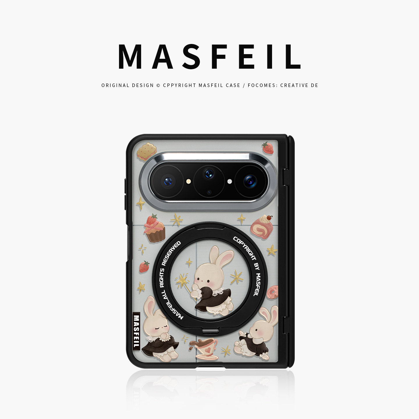 MASFEIL× 星光兔语适用华为PuraXMax手机壳磁吸带支架小折叠PURA典藏版半透明全包保护套防摔x2新款超薄