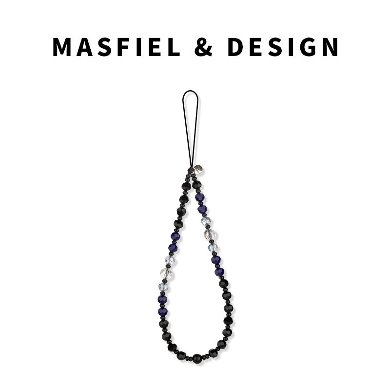 MASFIEL × 水晶圆珠蓝手机挂链挂绳短款挂链绳子适用苹果手