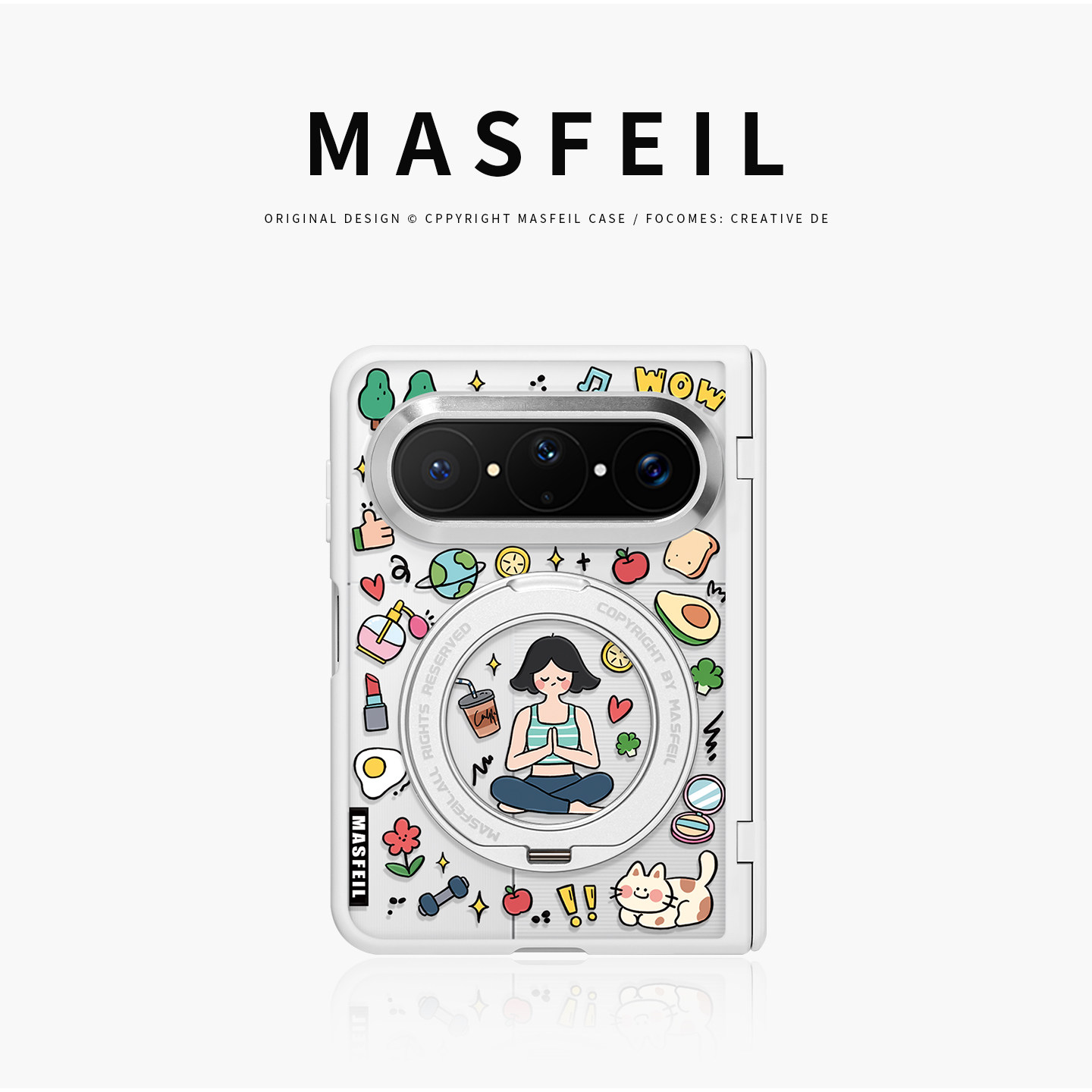 MASFEIL× 自律健康适用华为PuraXMax手机壳磁吸带支架小折叠PURA典藏版半透明全包保护套防摔女x2新款高级感