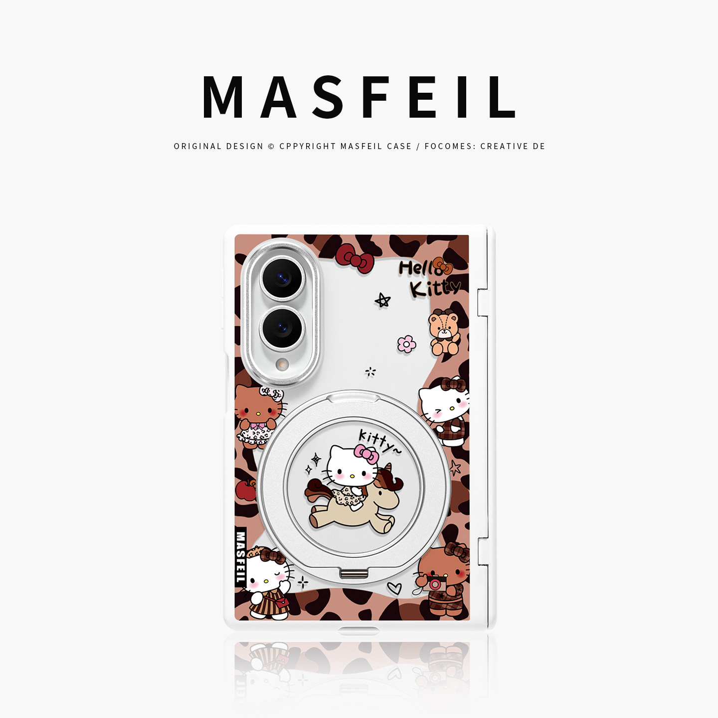 MASFEIL× 豹纹猫咪适用三星GalaxyZFold8Wide手机壳磁吸带支架小折叠屏阔fold7透明全包保护套防摔新款高档