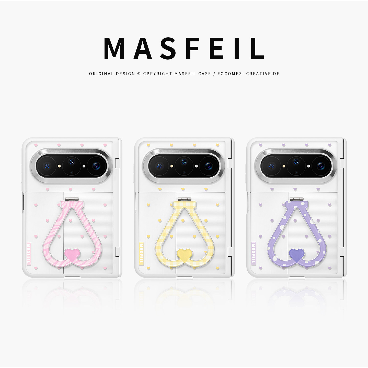 MASFEIL× 浅粉心动适用华为PuraXMax手机壳带支架小折叠阔PURA典藏版FG透明全包爱心高级保护套防摔女x2新款