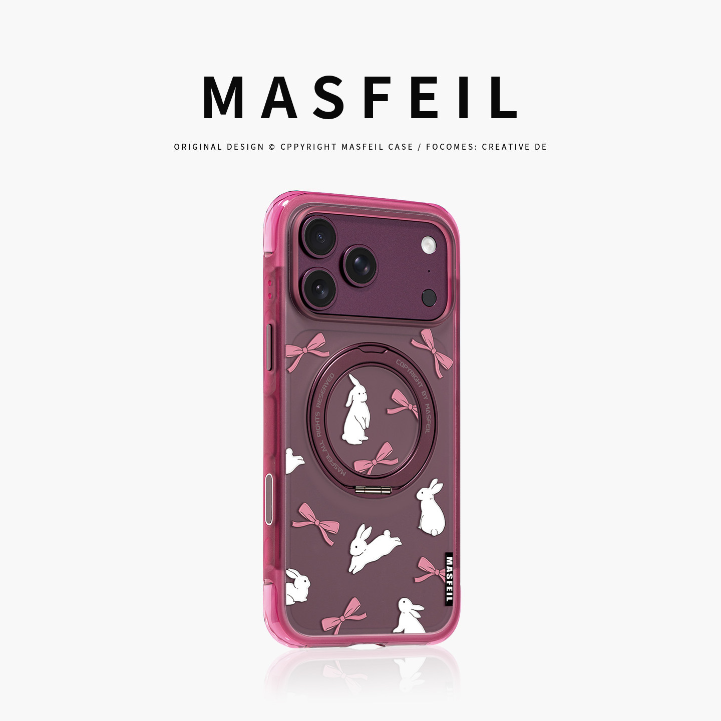 MASFEIL× 蝴蝶结小兔子适用iPhone18Promax手机壳新款ip18pm磁吸带支架Go5苹果17Pro保护套支点全包高级感17