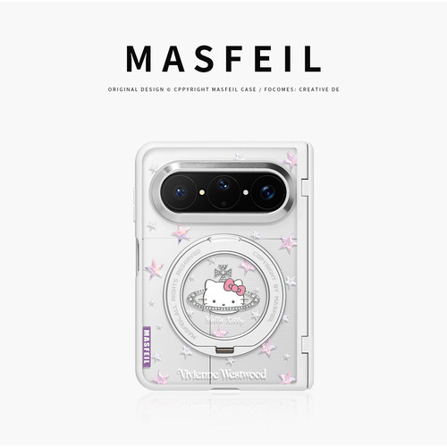 MASFEIL× 土星猫咪适用华为PuraXMax手机壳磁吸带支架小折叠PURA典藏版半透明全包保护套防摔x2新款高级可爱