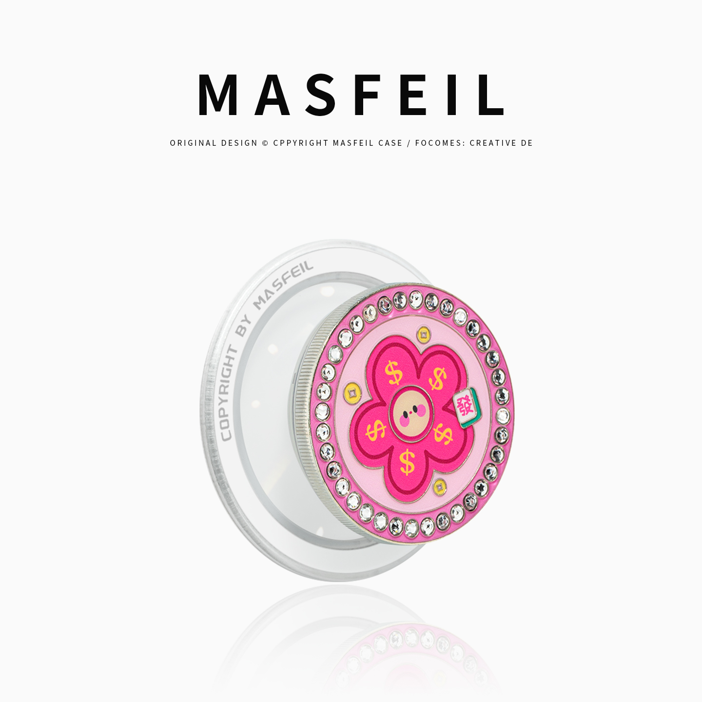 MASFEIL × 发财有钱花珐琅支架适用MagSafe磁吸支架卡通可爱气囊创意手机壳便携磁力圈背贴扣旋转桌面懒人
