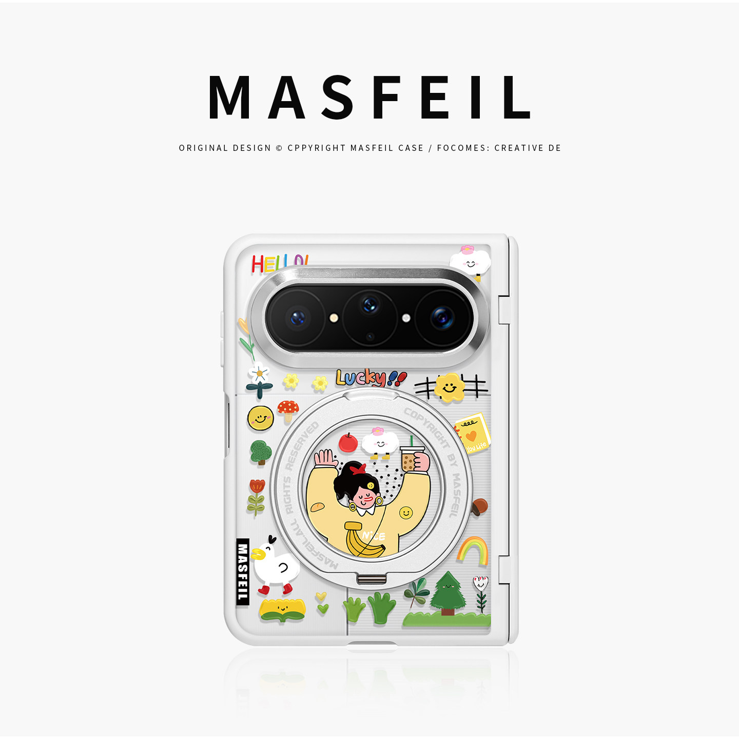 MASFEIL× 快乐无限适用华为PuraXMax手机壳磁吸带支架小折叠PURA典藏版半透明全包保护套防摔女x2新款高级感