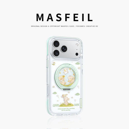 MASFEIL× 花园动物适用iPhone17Promax手机壳新款ip15磁吸带支架Go8苹果16Pro保护套支点透明高级感13pm好看