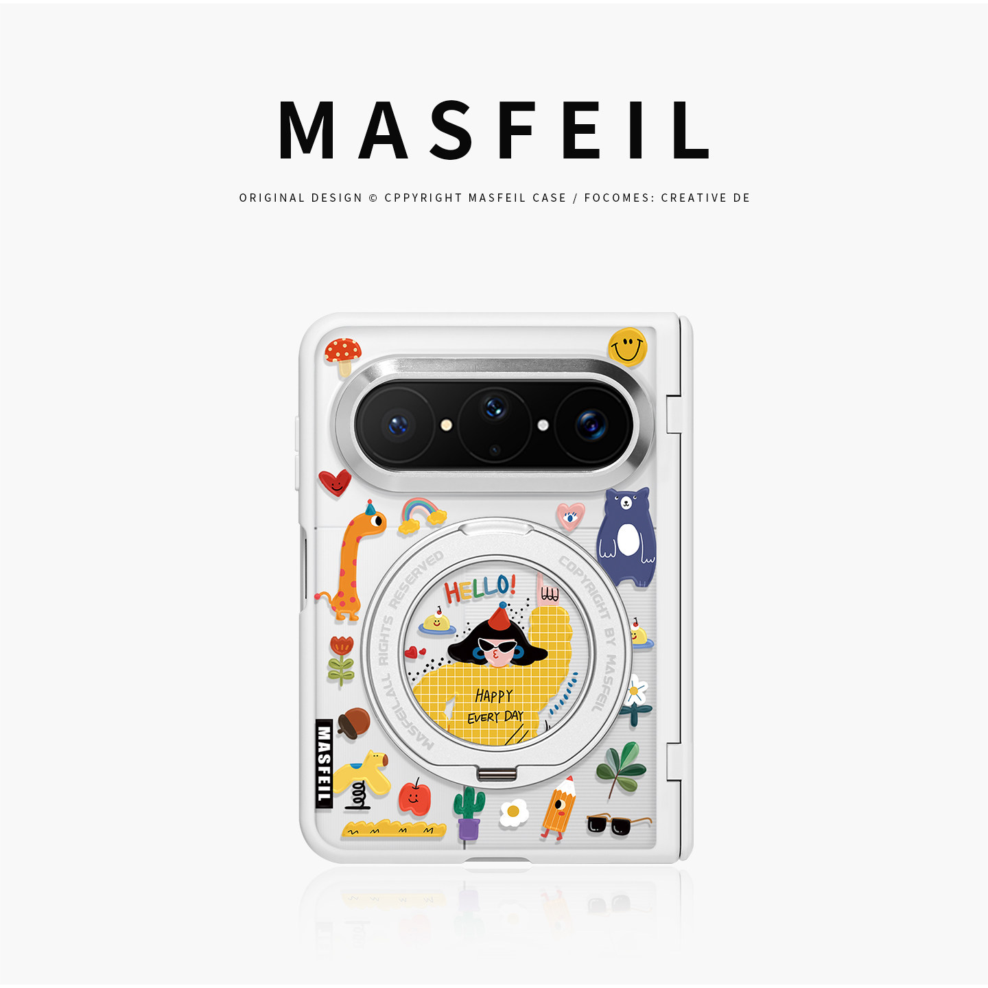 MASFEIL× 快乐万岁适用华为PuraXMax手机壳磁吸带支架小折叠阔PURA典藏版半透明全包保护套防摔女x2新款超薄