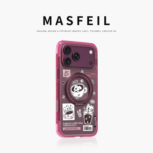 MASFEIL× 黑咖小狗适用iPhone18Promax手机壳新款ip18磁吸带支架Go5苹果17Pro保护套支点气囊高级感17pm女