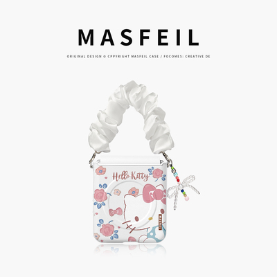 MASFEIL × 花朵凯蒂猫适用小米mixflip2手机壳新款mix flip2小折叠屏保护套MIXFlip2全包高档外壳filp防摔