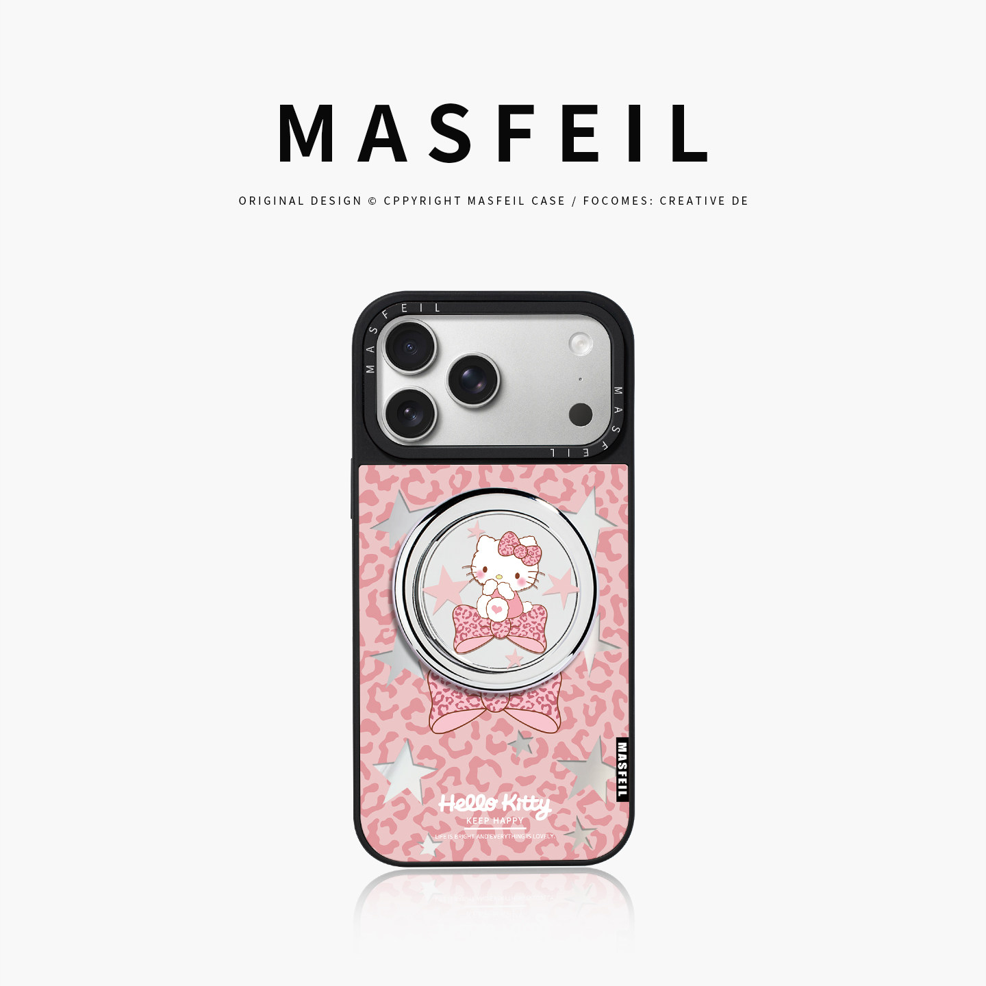 MASFEIL× 星纹凯蒂适用iPhone17Promax手机壳新款ip15磁吸带支架苹果16Pro套Jo5镜面高级感13pm全包14可爱女