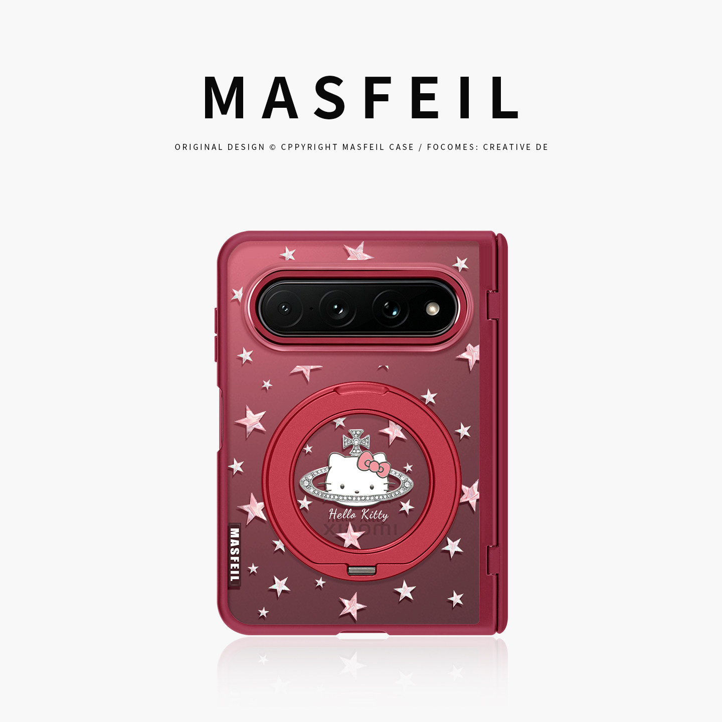 MASFEIL× 土星猫咪适用小米18Fold手机壳磁吸带支架阔折叠18Fold中轴全包保护套防摔女x2新款半透明超薄高级