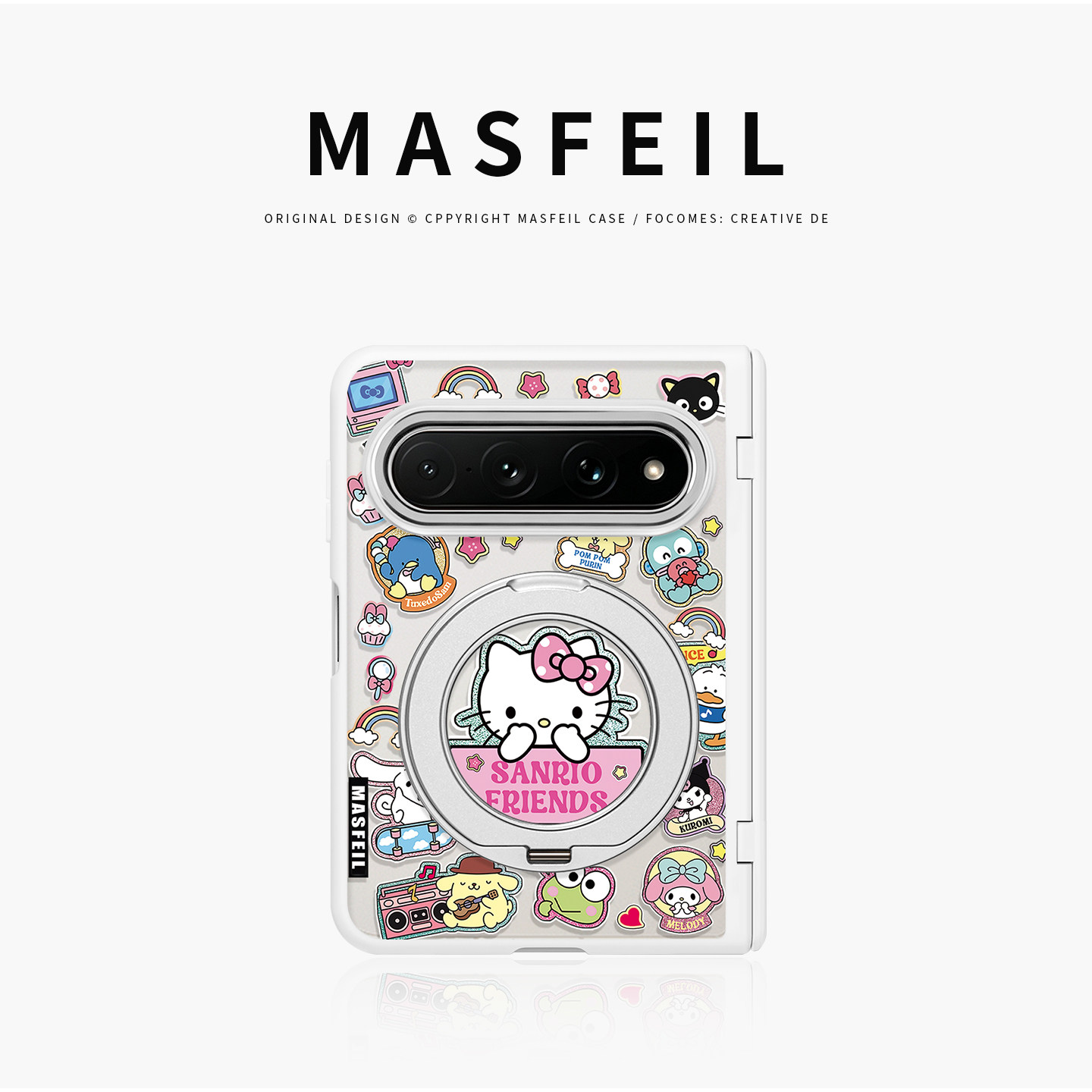 MASFEIL× 猫咪贴纸适用小米18Fold手机壳磁吸带支架阔折叠18Fold中轴全包保护套防摔女x2新款半透明超薄高级