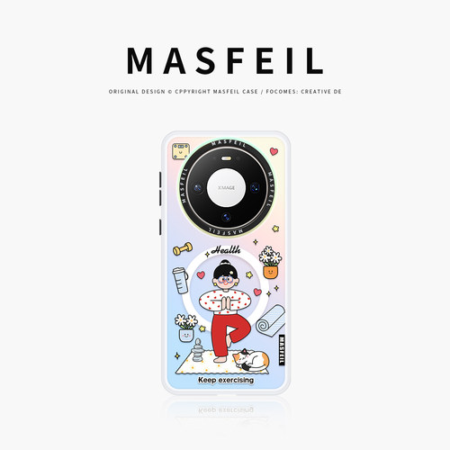 MASFEIL × 日常瑜伽适用华为Mate80Promax手机壳磁吸带支架mate60保护套可爱mt70por+新款50/40高级感网红