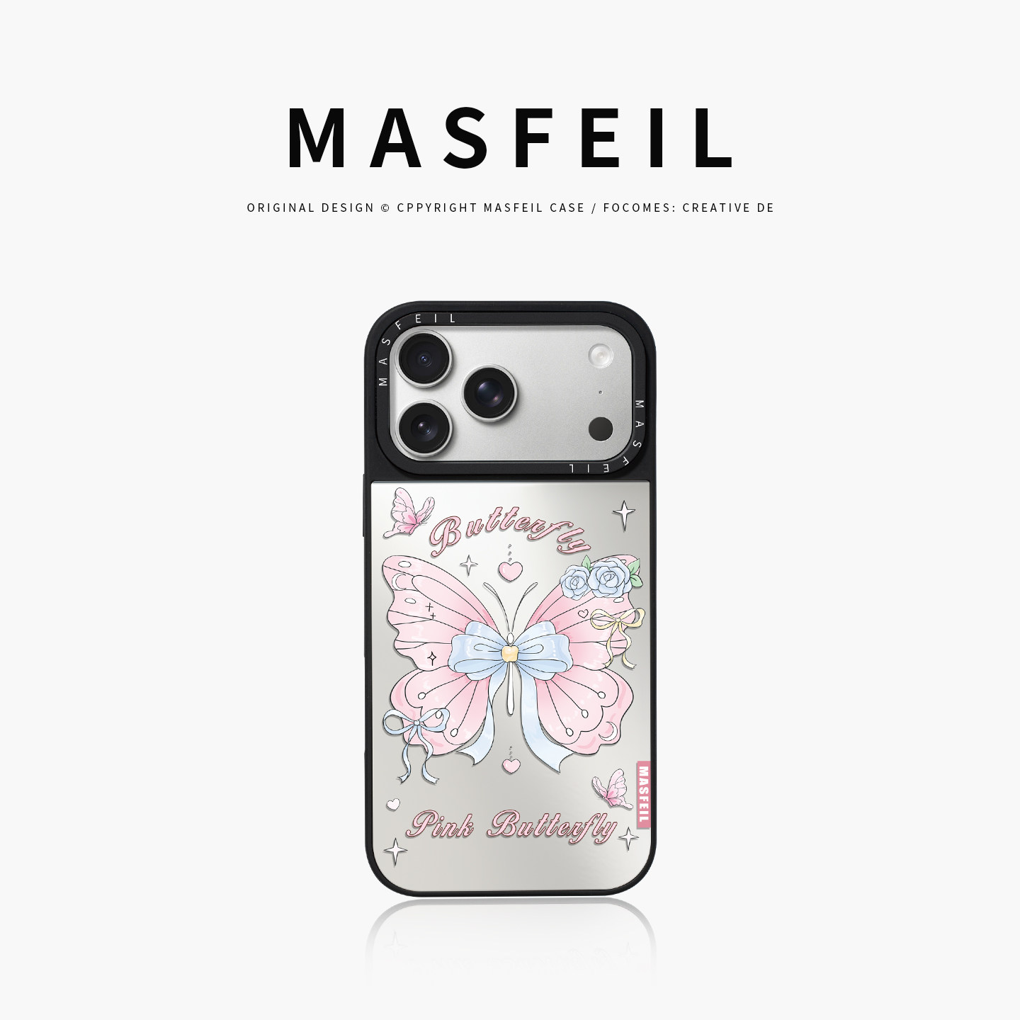 MASFEIL× 结上彩蝶适用iPhone17Promax手机壳新款ip15磁吸带支架苹果16Pro套Jo5镜面ins高级感女13pm全包14