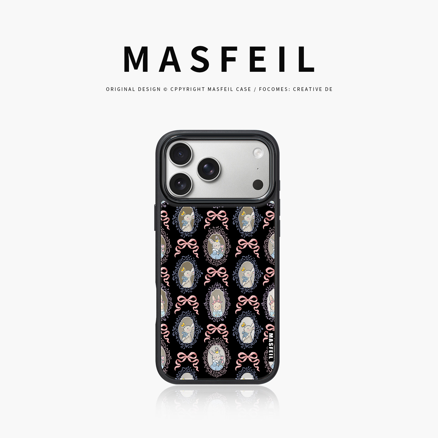 MASFEIL &times; 花边兔子适用苹果17Promax手机壳新款Ro2磁吸支点支架iPhone17Pro套高级感16pm镜面的全包可爱女