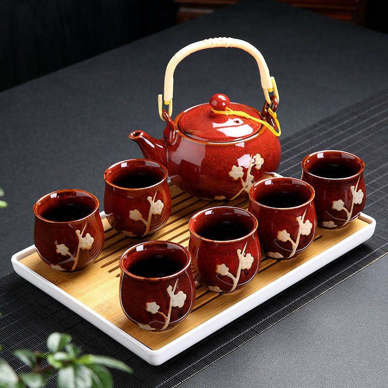 偲逸手工描金提梁送托盘茶具套装