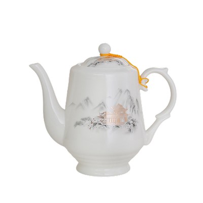 德化羊脂玉山景人家大号容量茶壶冷凉水壶带过滤夜光高档茶具套装