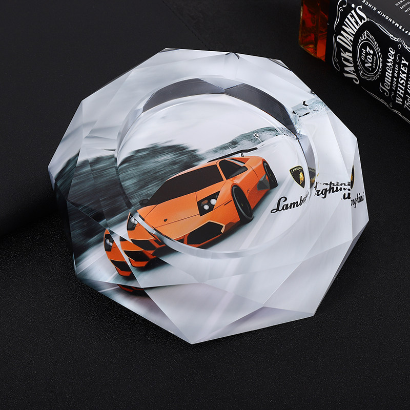 水晶玻璃烟灰缸轻奢高档创意4S商用店家用客厅可定制logo刻字