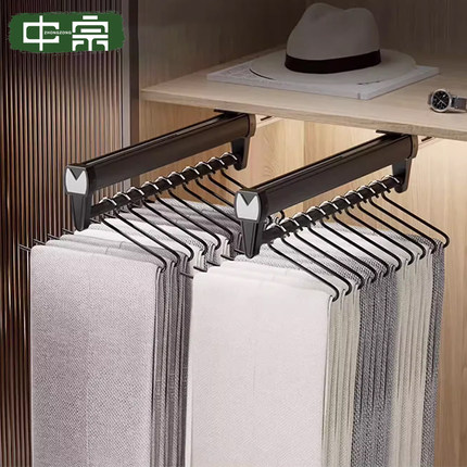 衣柜裤架衣柜内置伸缩抽拉顶装裤抽挂架多功能滑轨家用收纳架配件
