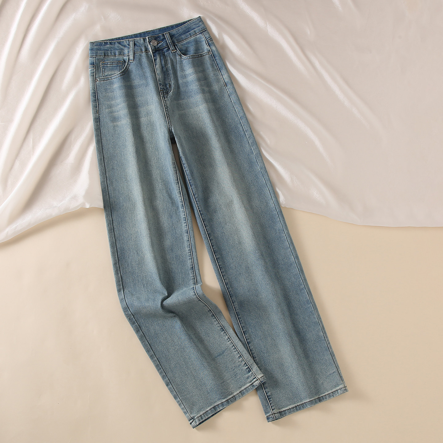 春季新款宽松直筒牛仔裤女复古蓝水洗高腰显瘦垂感时尚窄版阔腿裤,女装/女士精品,牛仔裤,淘宝优惠券,粉丝福利购,淘宝优惠卷