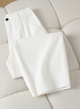 美式复古大口袋白色弯刀阔腿牛仔裤女2025秋冬新款镰刀宽松拖地裤