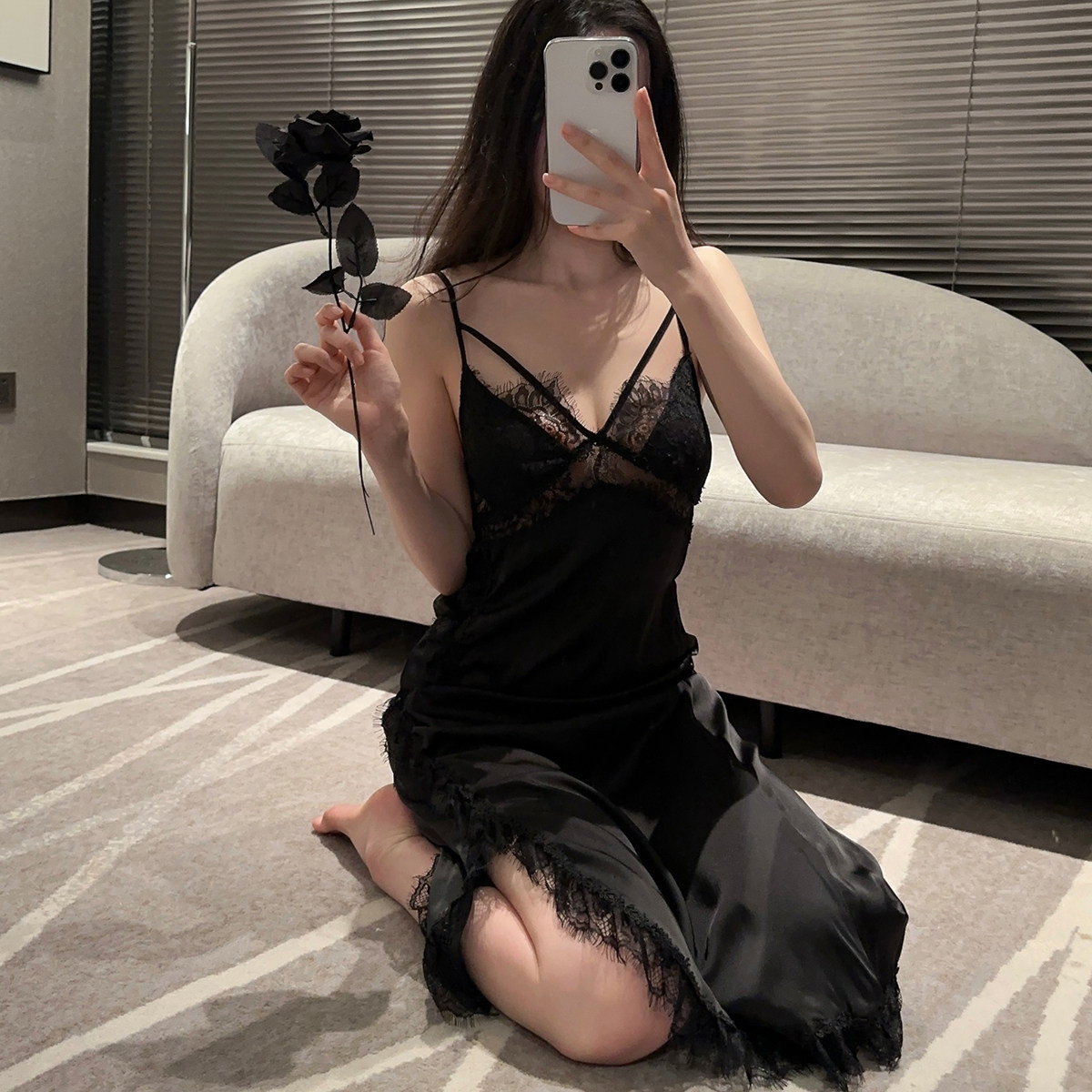 瑞梦朵女蕾丝性感两件套装