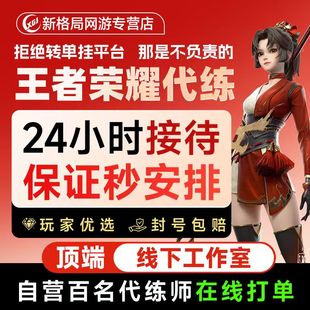 王者荣耀代练巅峰赛战力排位包时陪玩打大小国标金标战力指定英雄