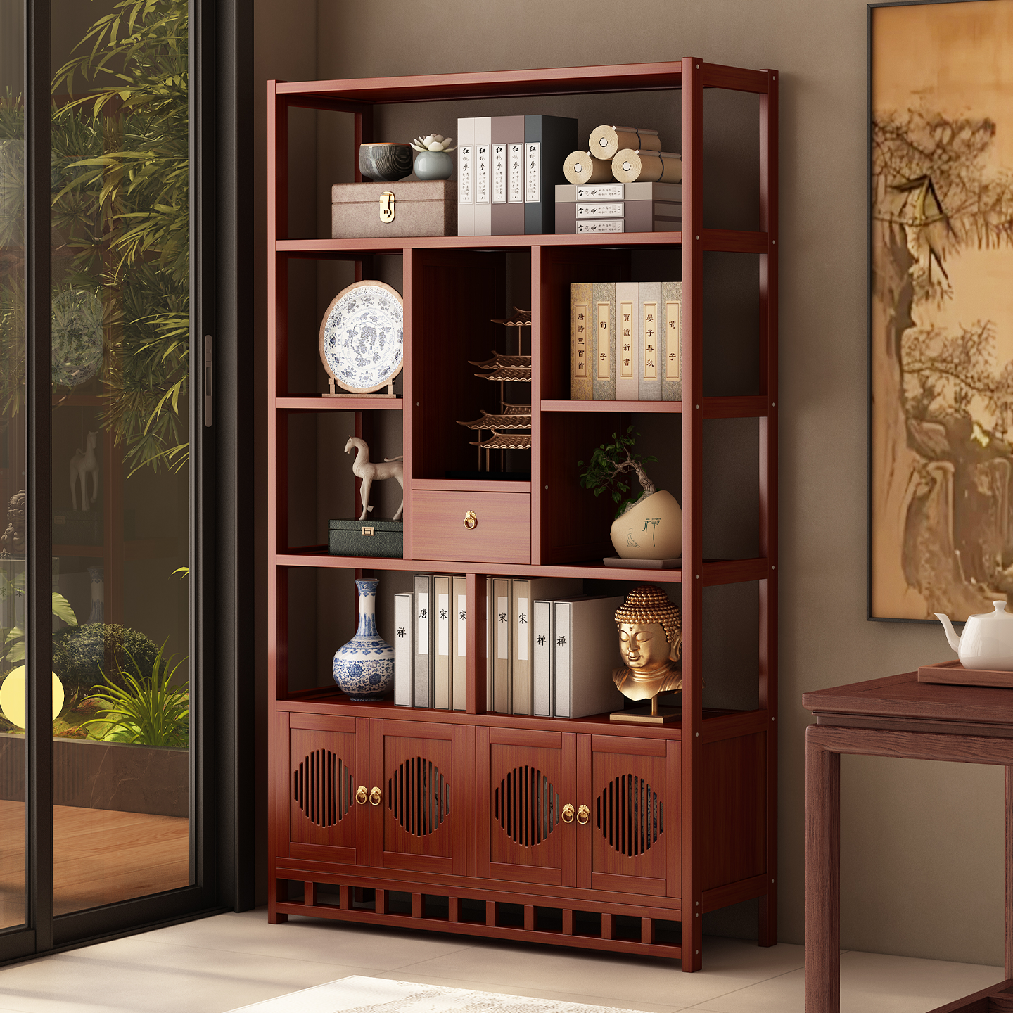 【加厚加固】博古架茶室置物柜子