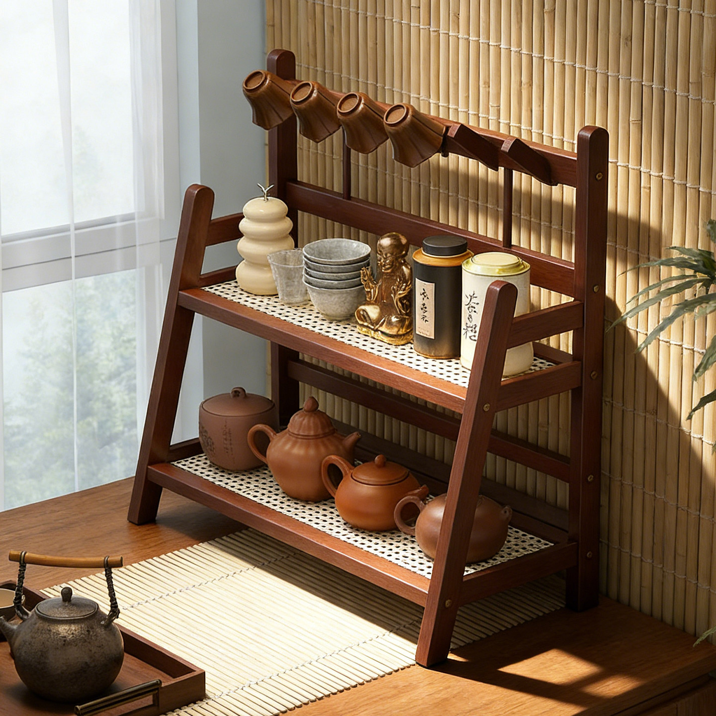 茶桌博古架小型中式茶杯架2026新款紫砂壶摆放架桌面茶具置物架子,住宅家具,多宝格/博古架,淘宝优惠券,粉丝福利购,淘宝优惠卷
