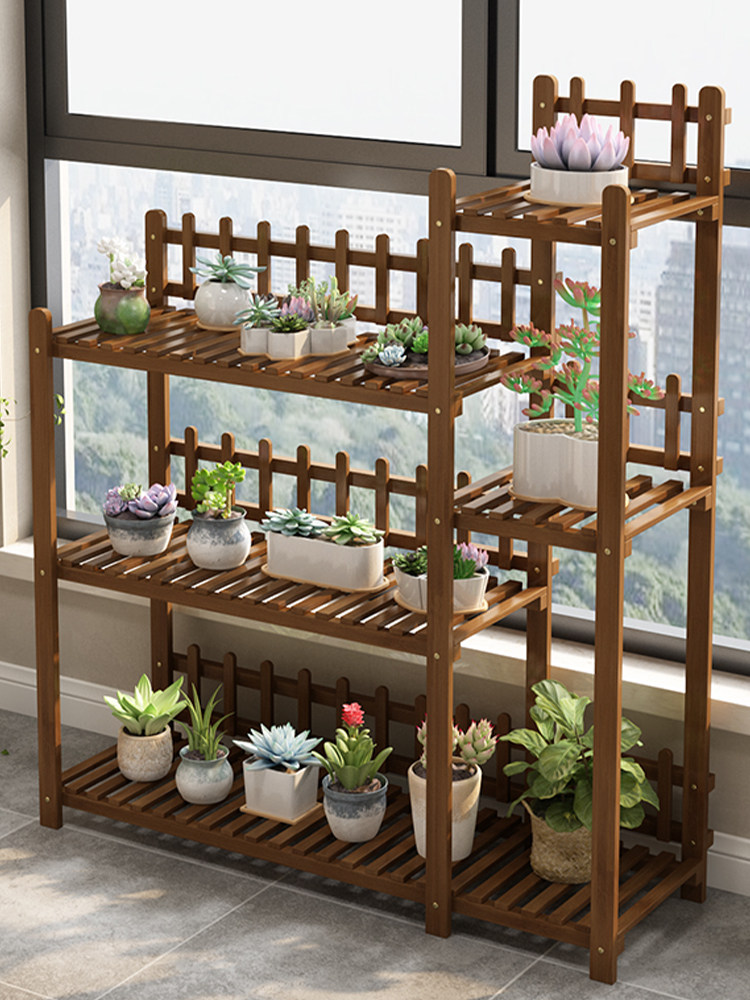花架地板立式储物架阳台阶梯式多层植物展示架非实木多肉花盆架新