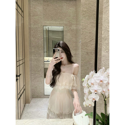 JustQin【花意缪斯】2026新款夏装性感吊带裙蕾丝裙收腰连衣裙女