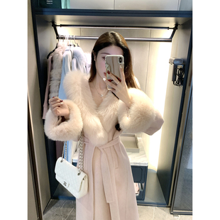 秋冬100澳毛狐狸毛领双面呢大衣女外套 money JustQin 京洛old