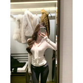 高智姐姐 2025秋冬新款 修身 JustQin 气质性感飘带针织衫 女打底