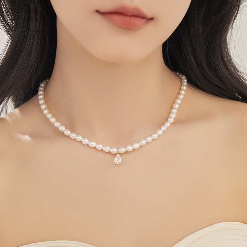 ZOO JEWEL天使之泪 水滴淡水珍珠项链女锁骨链首饰七夕礼物