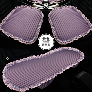 亚麻汽车坐垫女四季通用三件套无靠背女士单片单座防滑加厚车垫子
