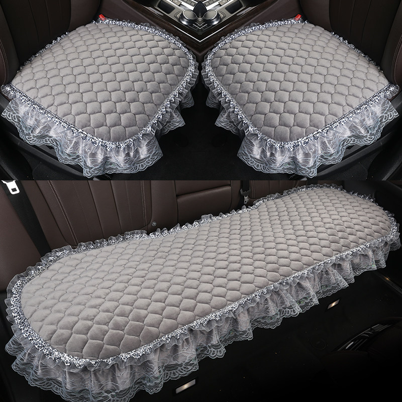 汽车坐垫无靠背四季通用单片三件套短毛绒冬季座垫免捆绑前后排座