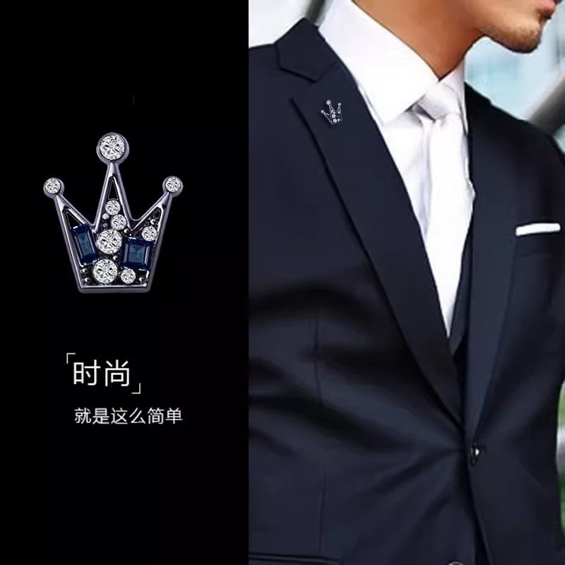 皇冠胸针男士简约胸花复古徽章装饰高档西装领花衬衫领针迷你配饰图片